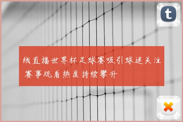 线直播世界杯足球赛吸引球迷关注 赛事观看热度持续攀升